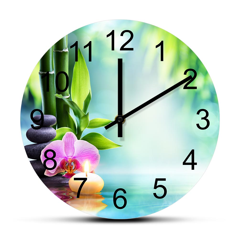 Wellness Spa With Massage - Orologio da parete silenzioso con pietre
