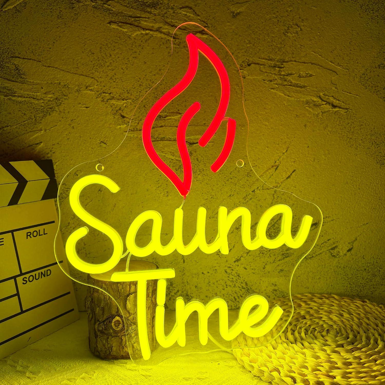 Home Spa Wellness - Insegna al Neon Sauna Time, Luci